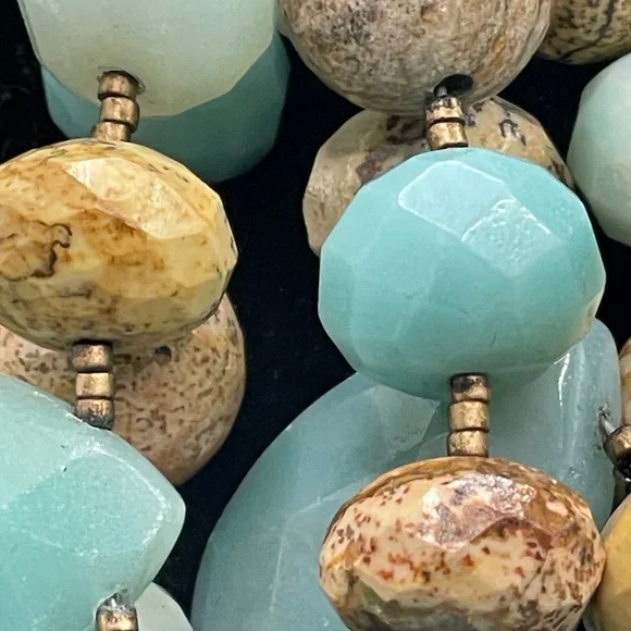 INCA Statement Necklace Natural Stone Single to Multi-Strand Bead Sterling - Picture 9 of 14